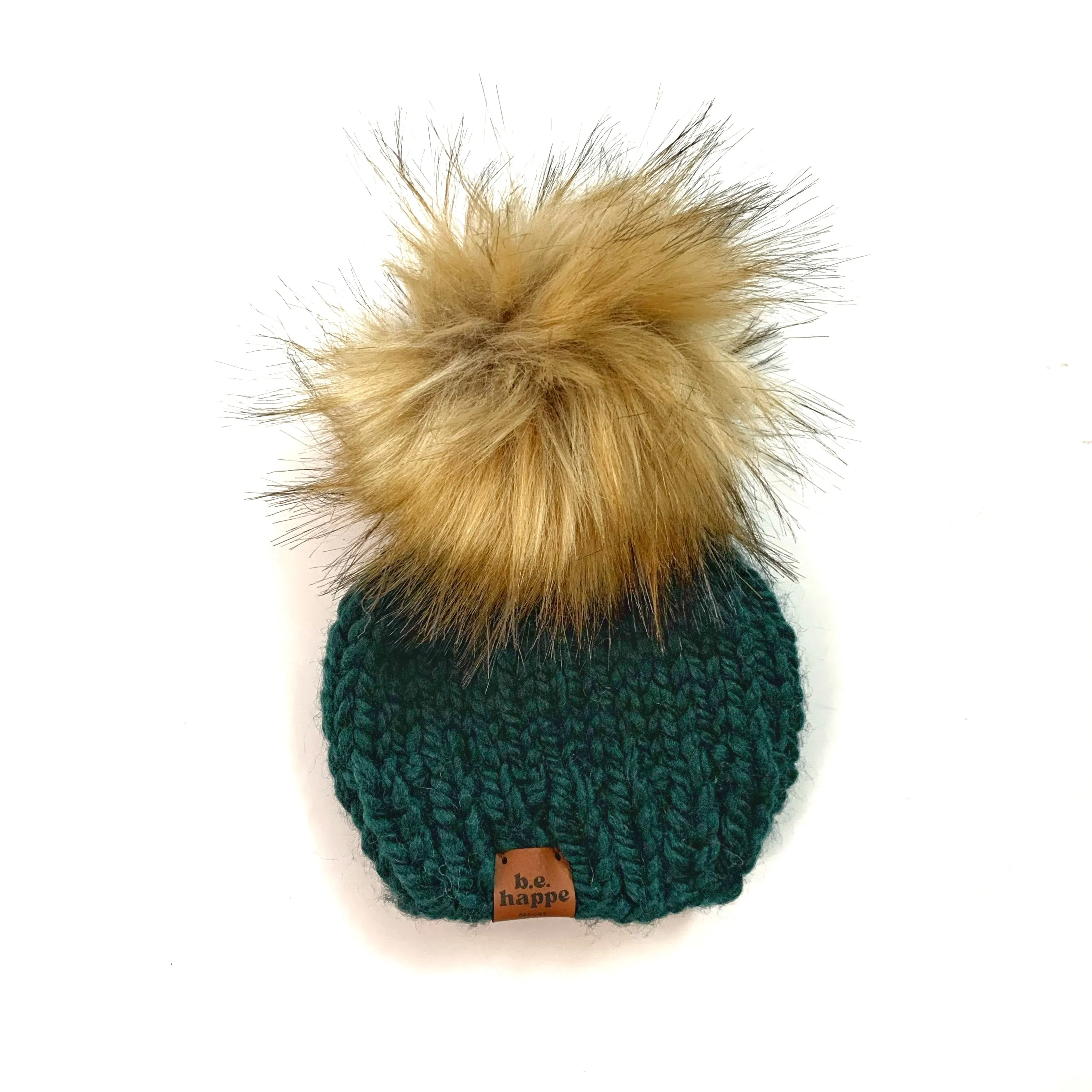 0-3 month Baby Solid Knit Pom Hat | Dark Green