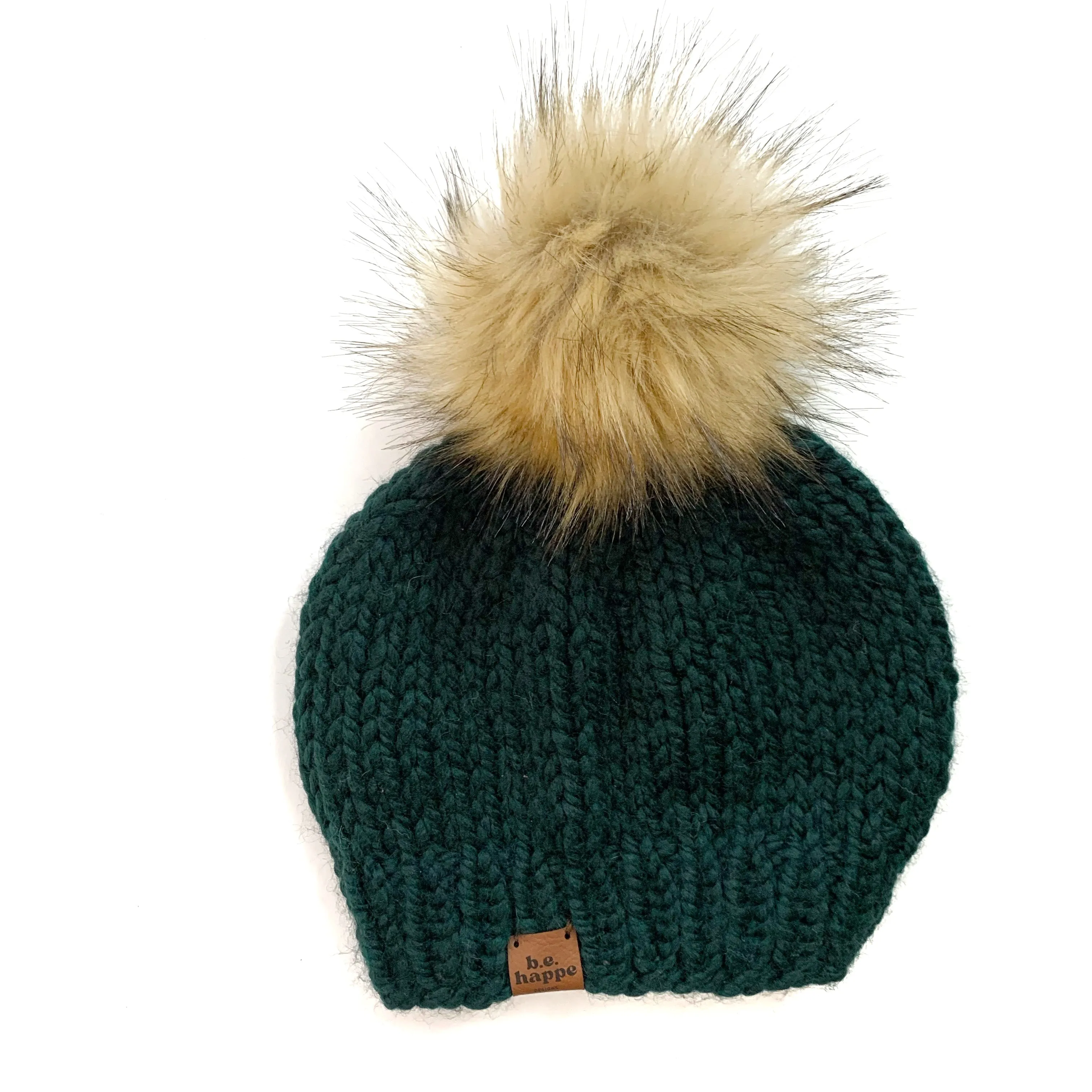 0-3 month Baby Solid Knit Pom Hat | Dark Green