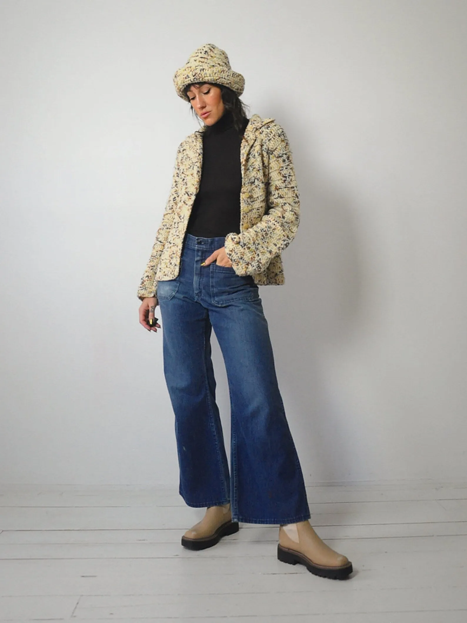 1960's Hand Knit Cardigan & Hat