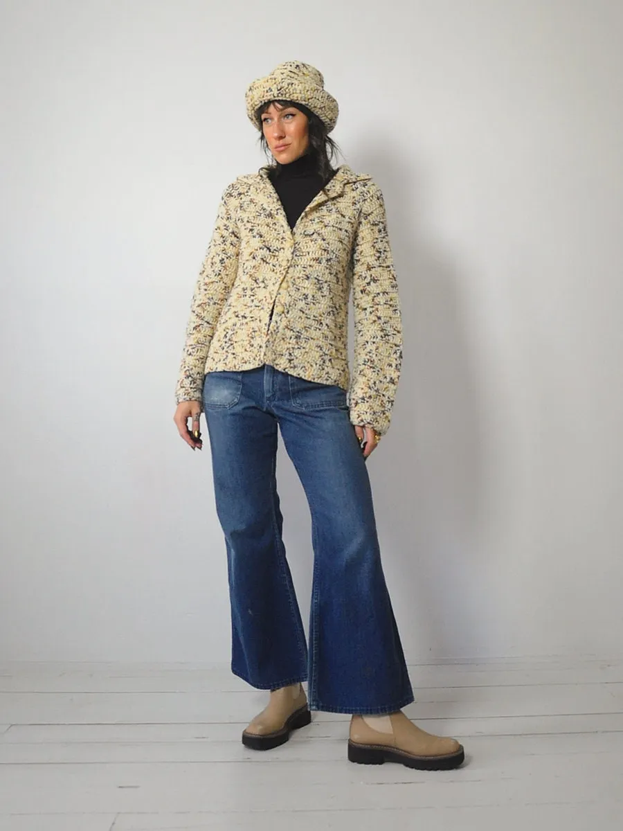 1960's Hand Knit Cardigan & Hat