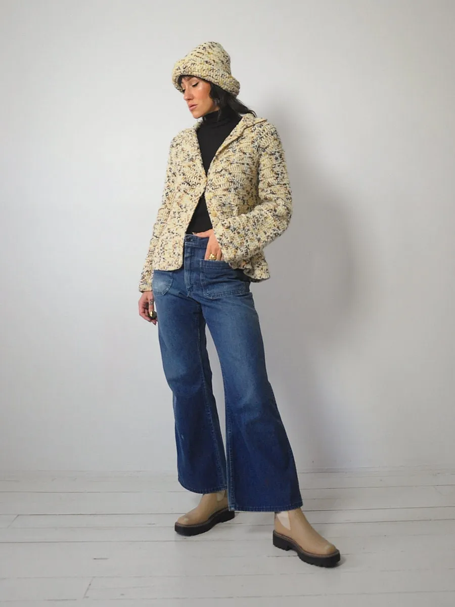 1960's Hand Knit Cardigan & Hat