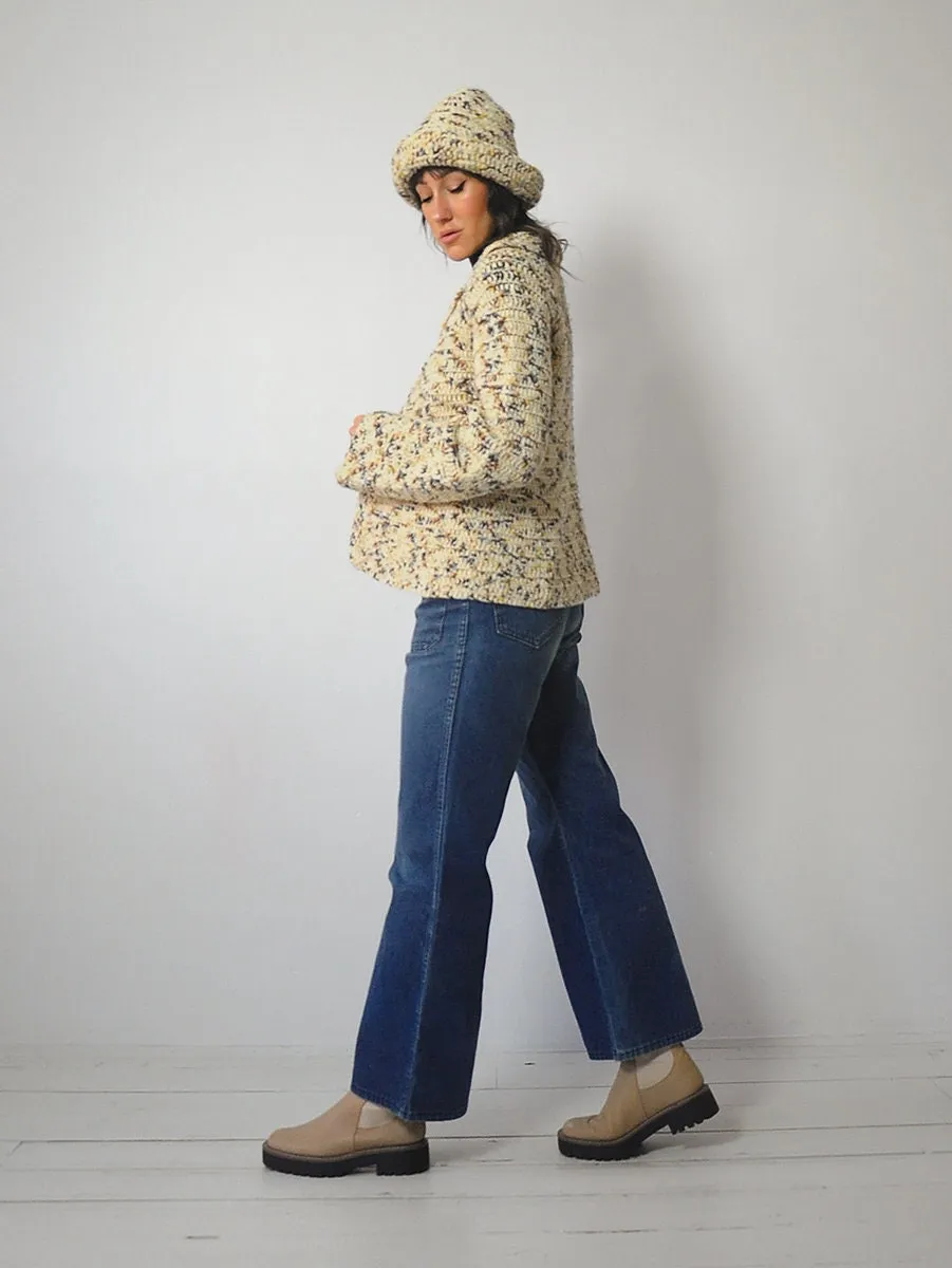 1960's Hand Knit Cardigan & Hat