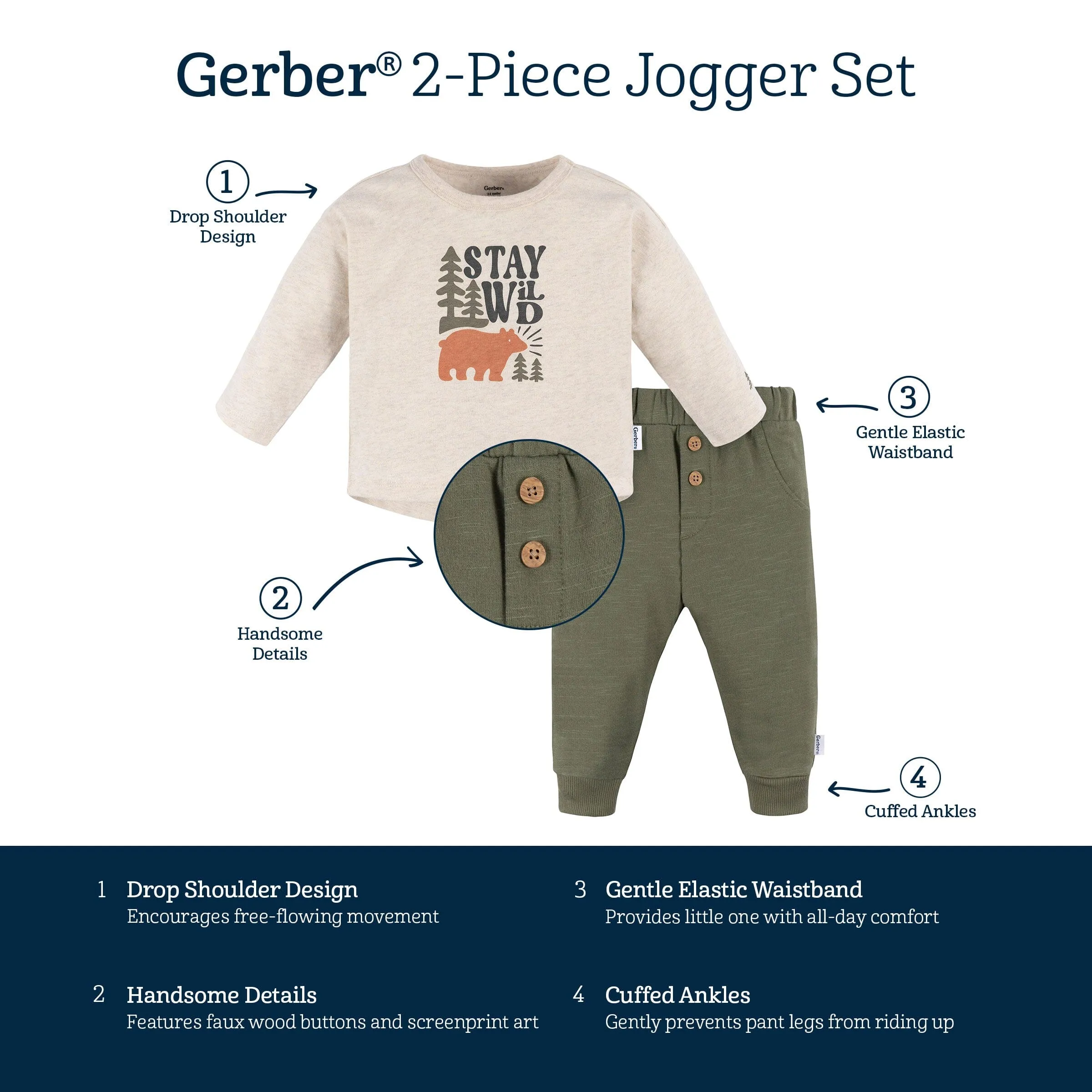 2-Piece Baby Boys Wild Top & Joggers Set