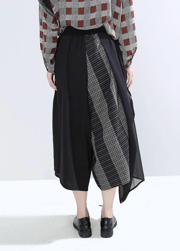 2019 stylish women patchwork casual pants asymmetric wide leg pants