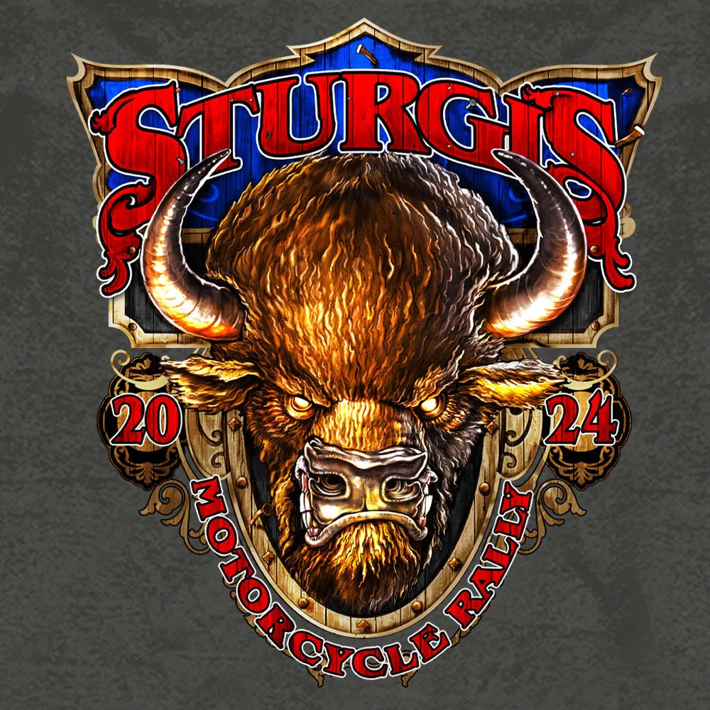 2024 Sturgis Buffalo Charcoal Motorcycle Rally Zip Up Hoodie SPB4104