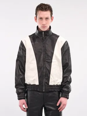 80s Leather Track Jacket (JA33L-LE91-BLACK-WHITE)