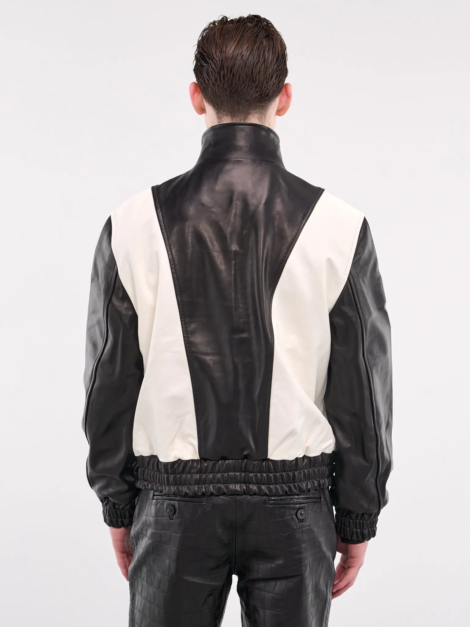 80s Leather Track Jacket (JA33L-LE91-BLACK-WHITE)