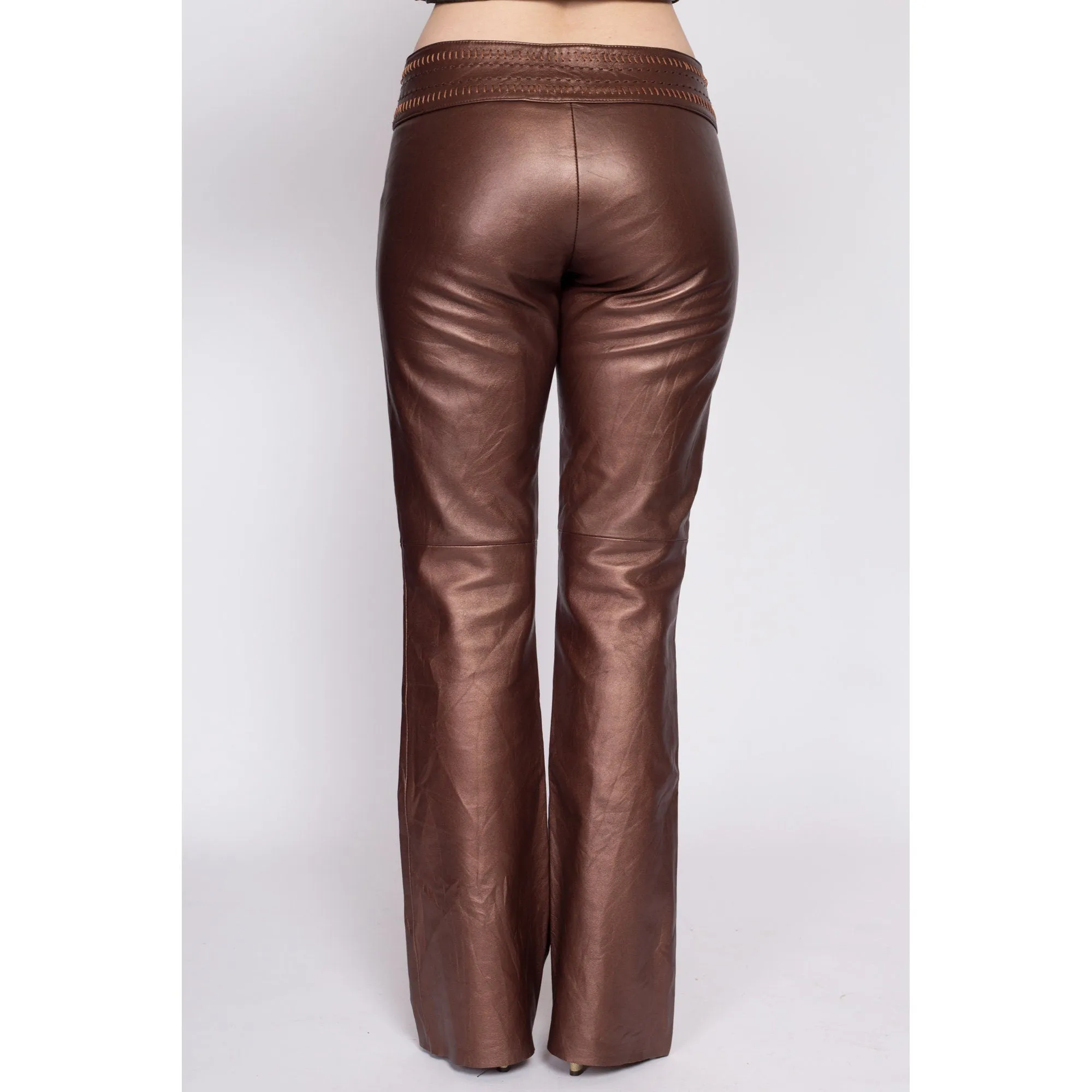 90s Y2K Cache Low Rise Leather Pants - Medium