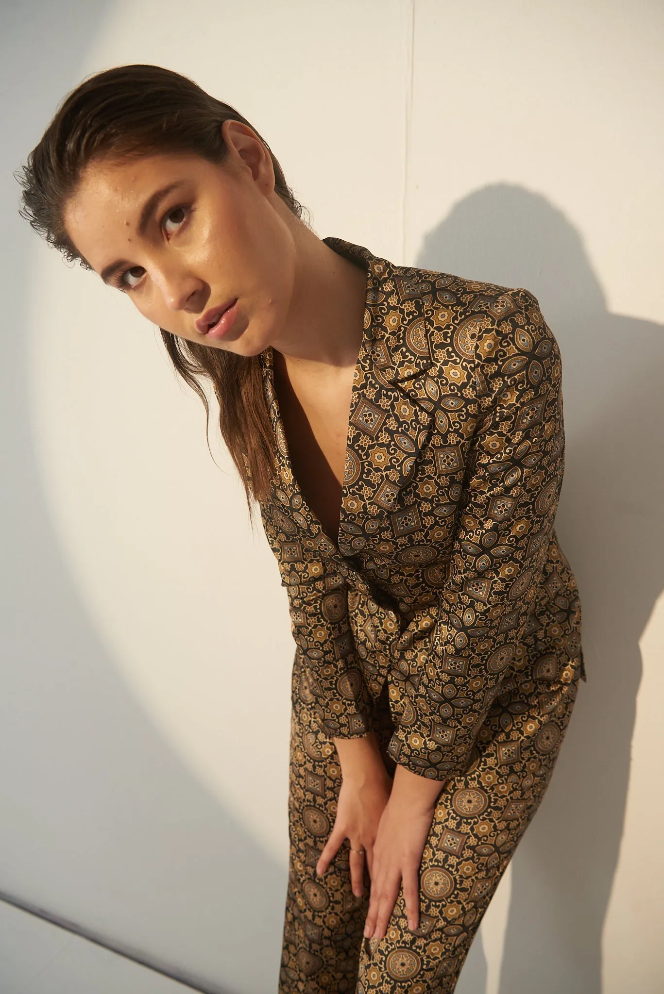 Abstract Satin printed Women's blazer