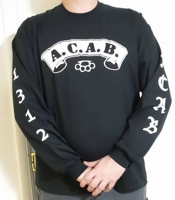 ACAB Long Sleeve T-shirt With Sleeve Logos | Blasted Rat