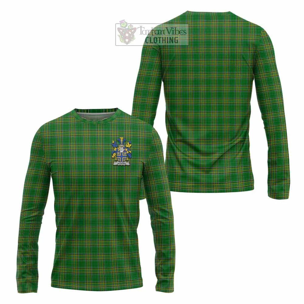 Acotes Irish Clan Tartan Long Sleeve T-Shirt with Coat of Arms