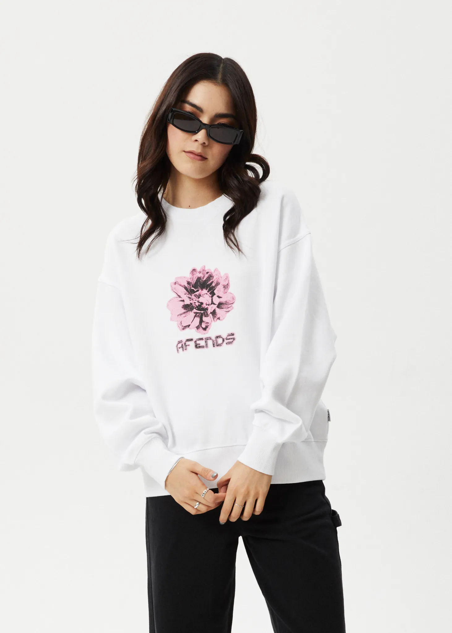 AFENDS Womens Bloom - Crew Neck - White