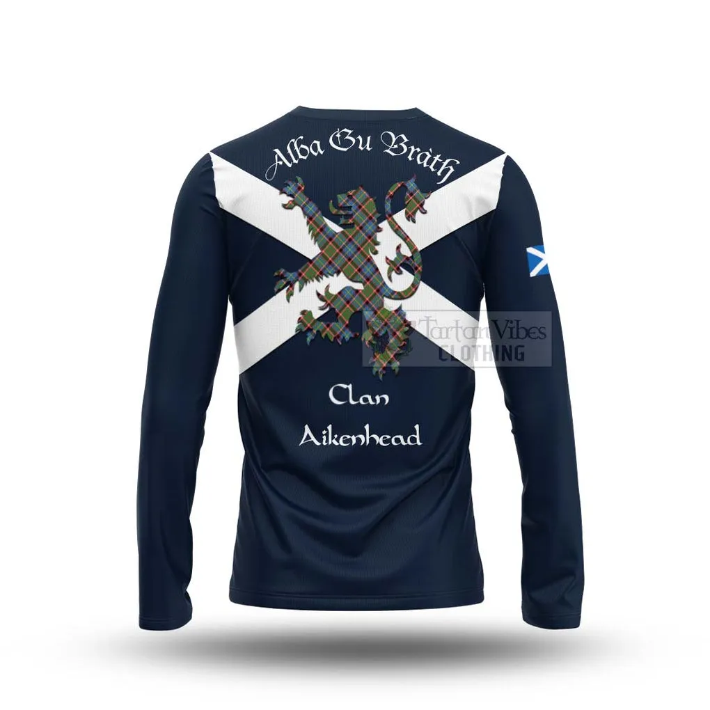 Aikenhead Tartan Lion Rampant Long Sleeve T-Shirt  Proudly Display Your Heritage with Alba Gu Brath and Clan Name