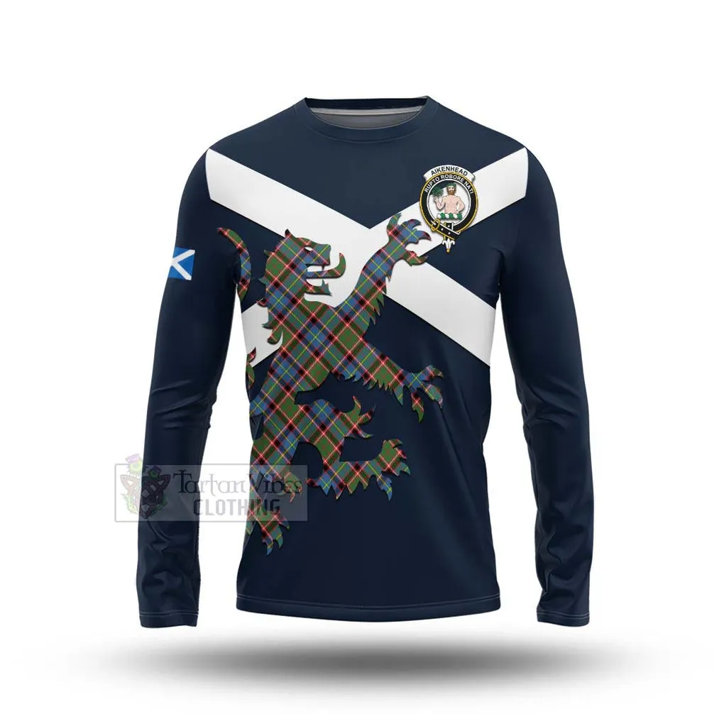 Aikenhead Tartan Lion Rampant Long Sleeve T-Shirt  Proudly Display Your Heritage with Alba Gu Brath and Clan Name