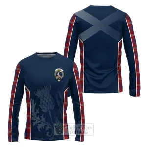 Ainslie Tartan Long Sleeve T-Shirt with Family Crest and Scottish Thistle Vibes Sport Style