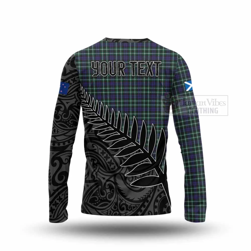 Allardice Crest Tartan Long Sleeve T-Shirt with New Zealand Silver Fern Half Style