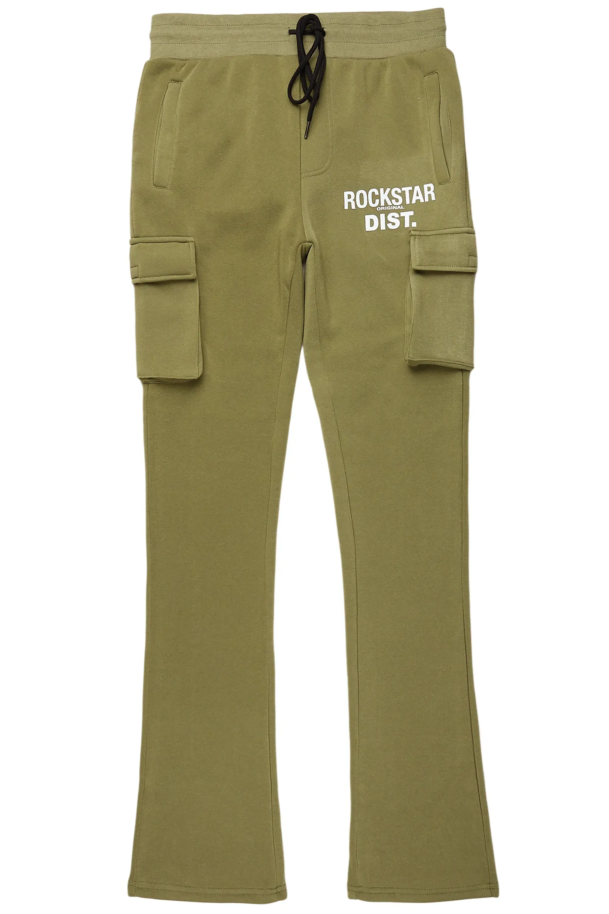 Alpine Olive Stacked Flare Cargo Pant