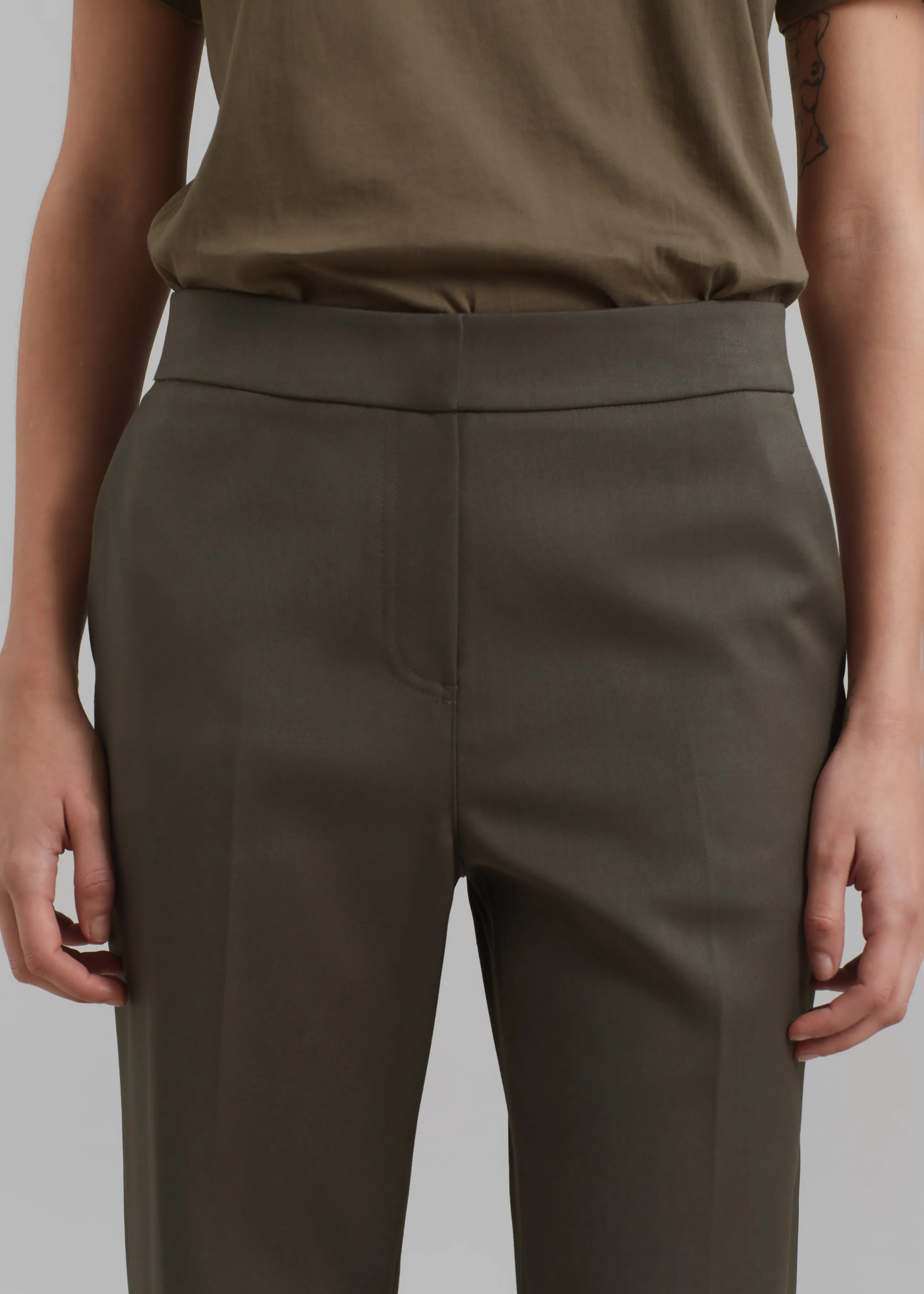 Amomento Straight Fit Wool Pants - Khaki