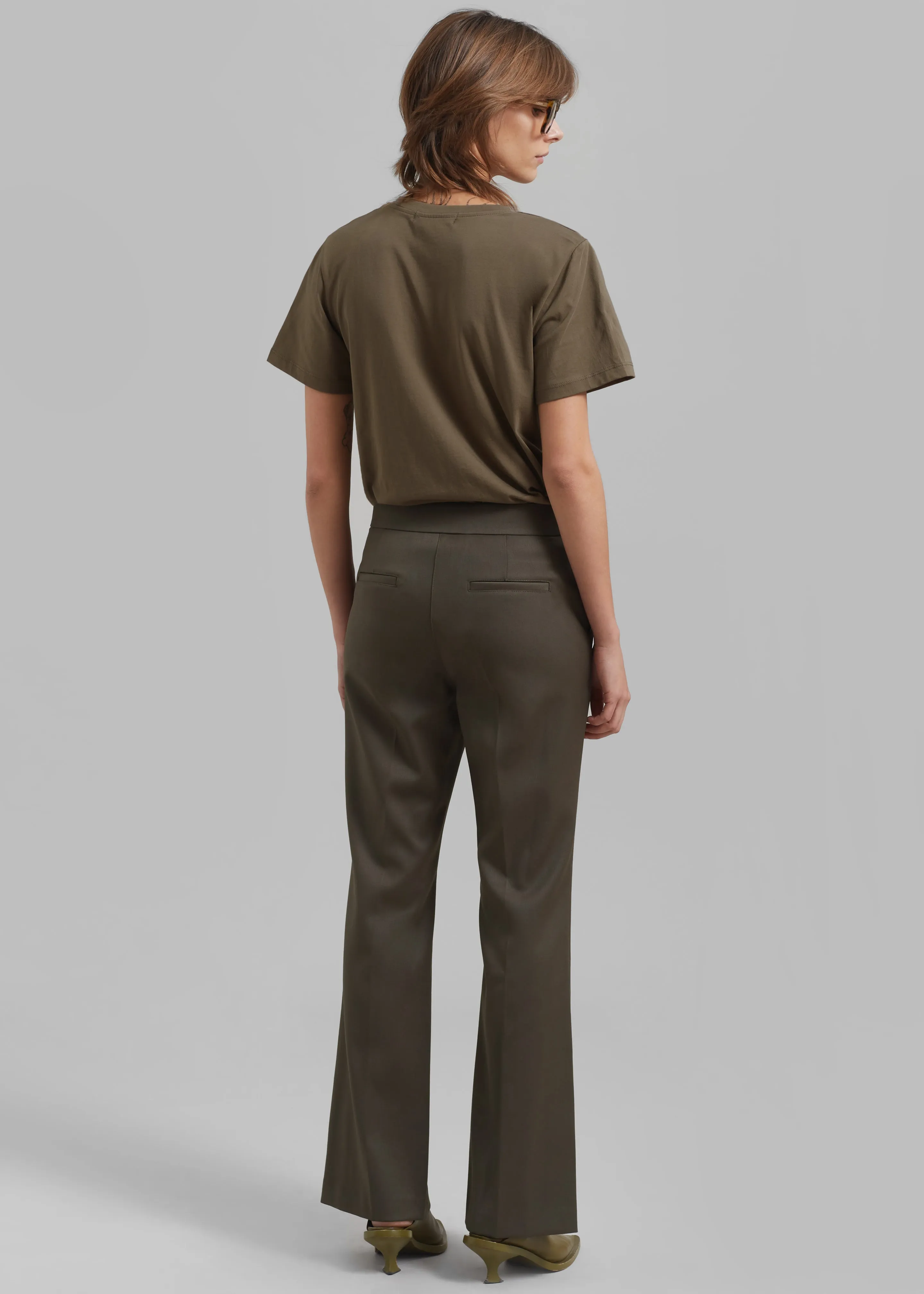 Amomento Straight Fit Wool Pants - Khaki