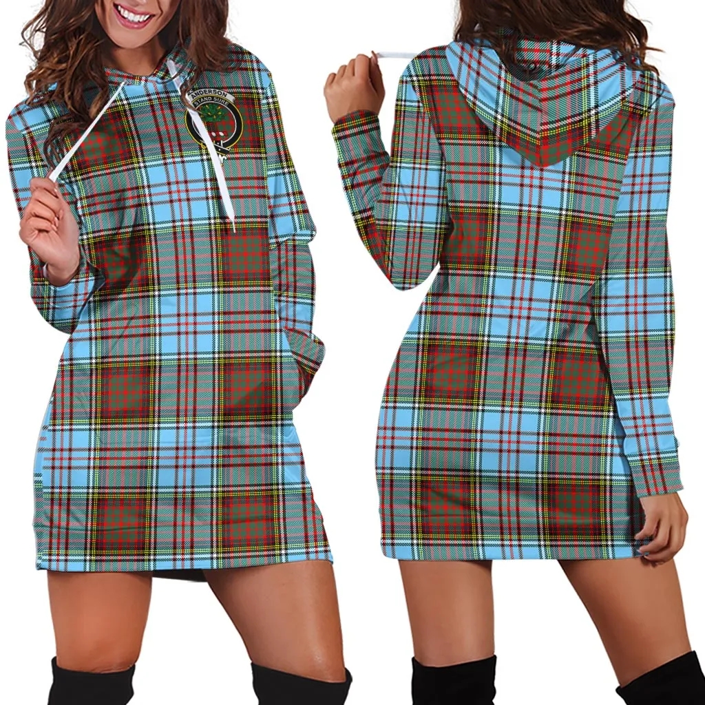 Anderson Ancient Tartan Hoodie Dress with Family Crest