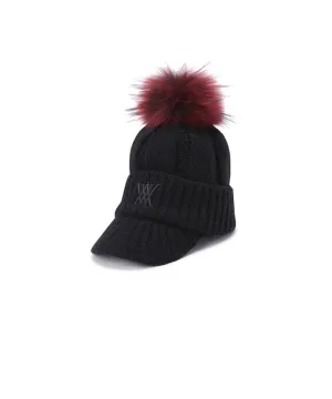 ANEW Women's Color Point Wool Knit Cap - Black