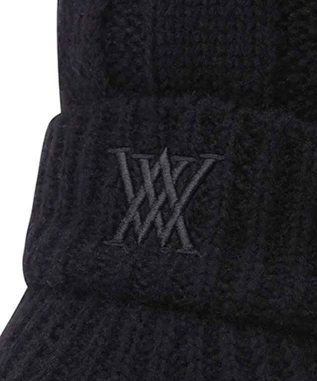 ANEW Women's Color Point Wool Knit Cap - Black