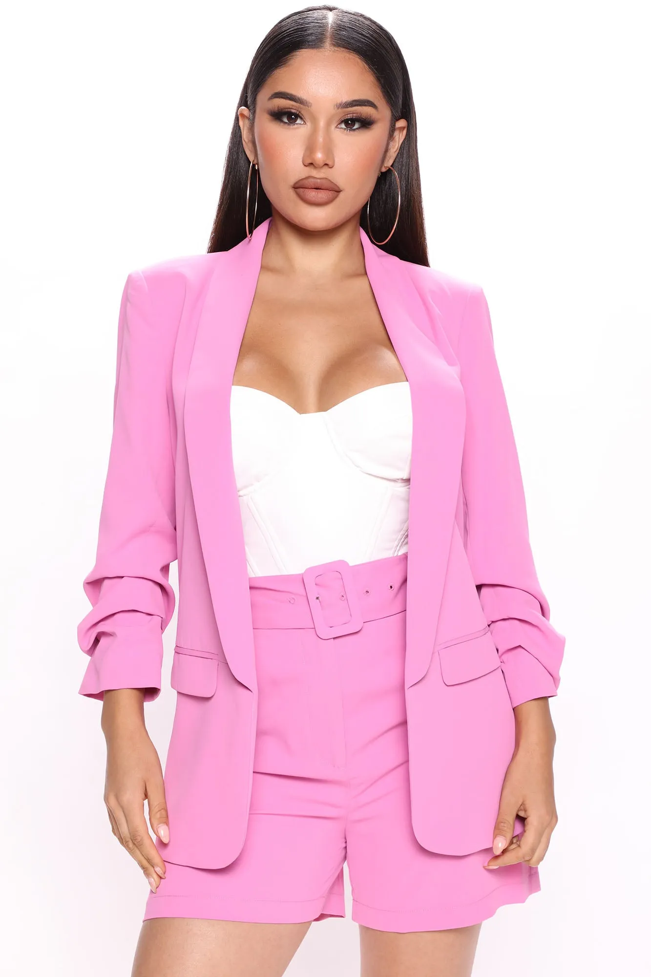 Ashleigh Blazer Short Set - Pink