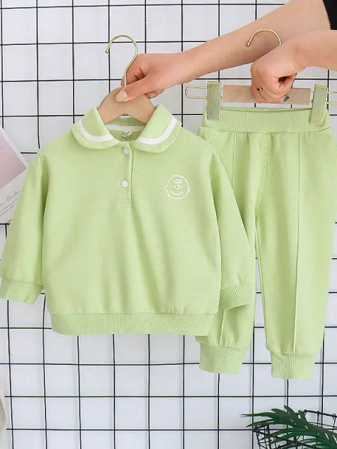 Baby Preppy Peanut Gallery Collared Sweatshirt and Pants Set