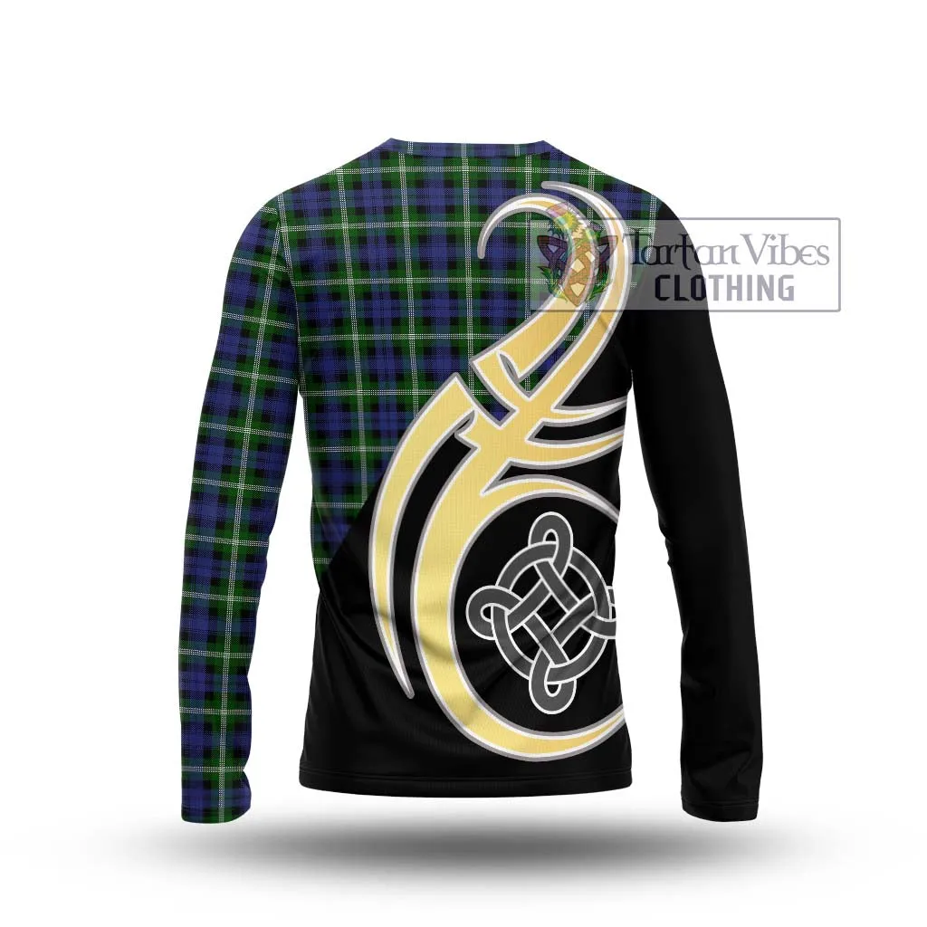 Baillie of Polkemmet Tartan Long Sleeve T-Shirt with Family Crest and Celtic Symbol Style