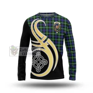 Baillie of Polkemmet Tartan Long Sleeve T-Shirt with Family Crest and Celtic Symbol Style