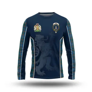 Bain Tartan Long Sleeve T-Shirt with Family Crest and Lion Rampant Vibes Sport Style