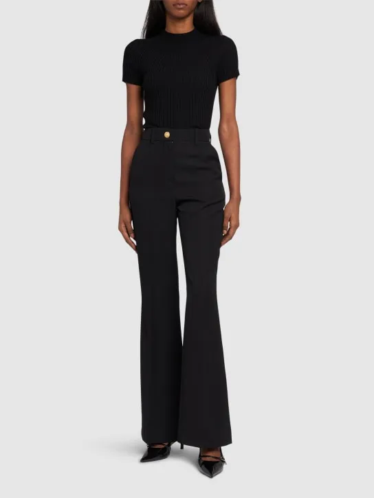 Balmain   Wool high rise flared pants 