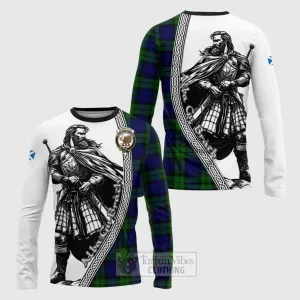 Bannatyne Tartan Clan Crest Long Sleeve T-Shirt with Highlander Warrior Celtic Style