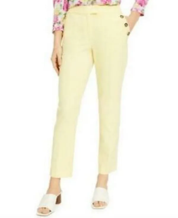 Bar Iii Women's Buttoned Slim Straight-Leg Dress Pants