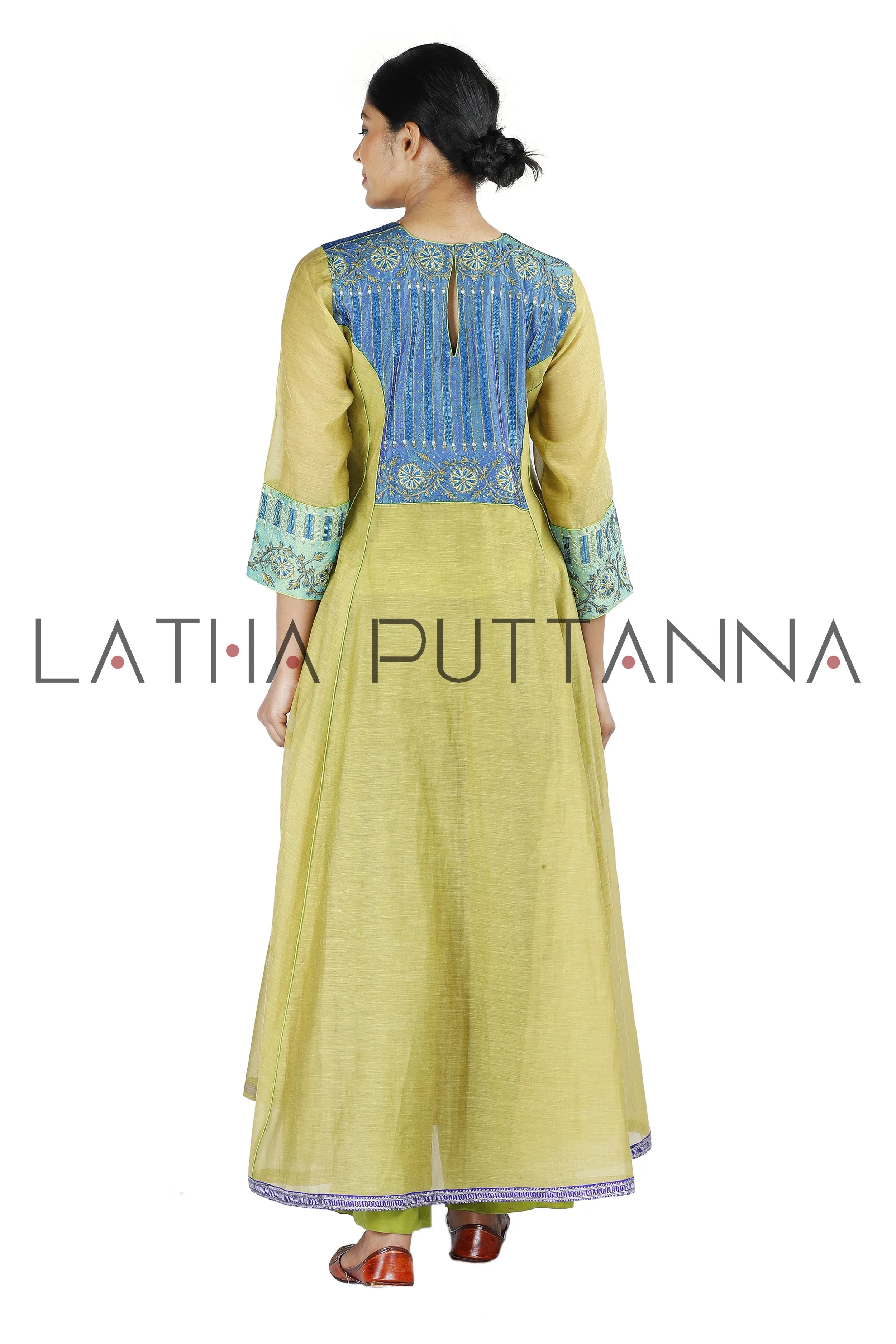 Beige and green salwar