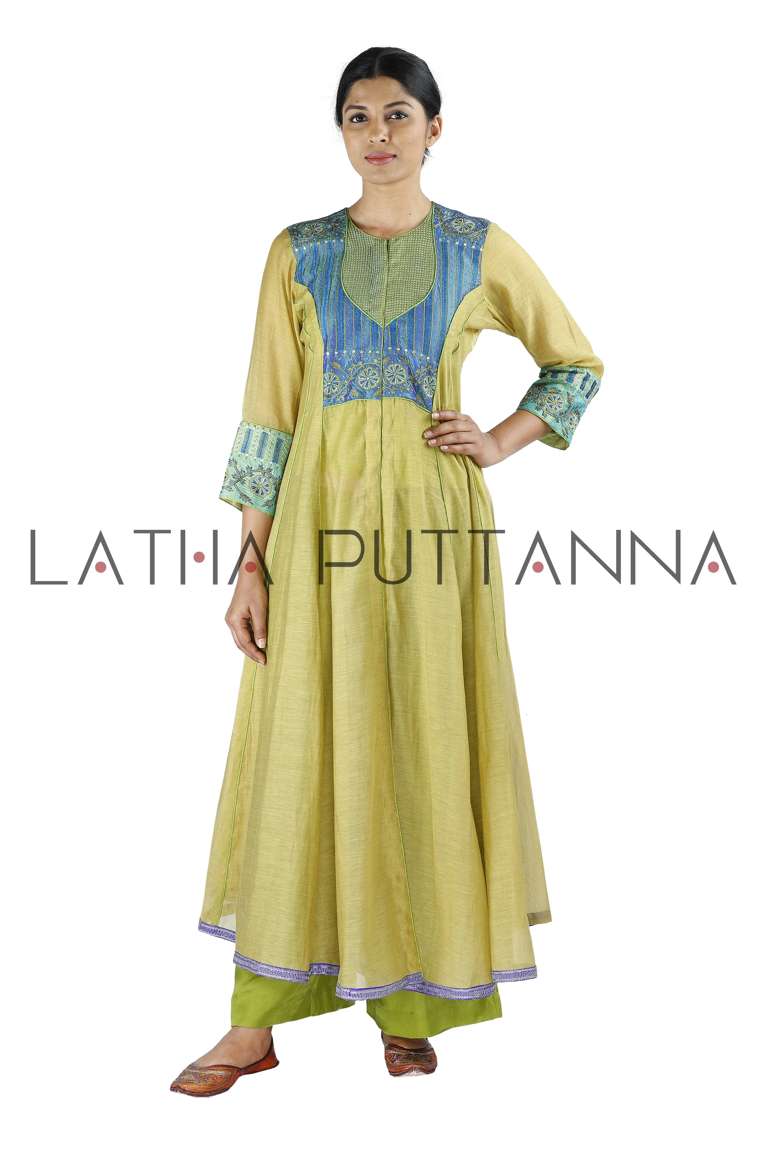 Beige and green salwar