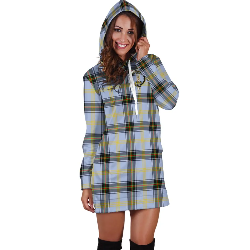 Bell Tartan Hoodie Dress with Family Crest