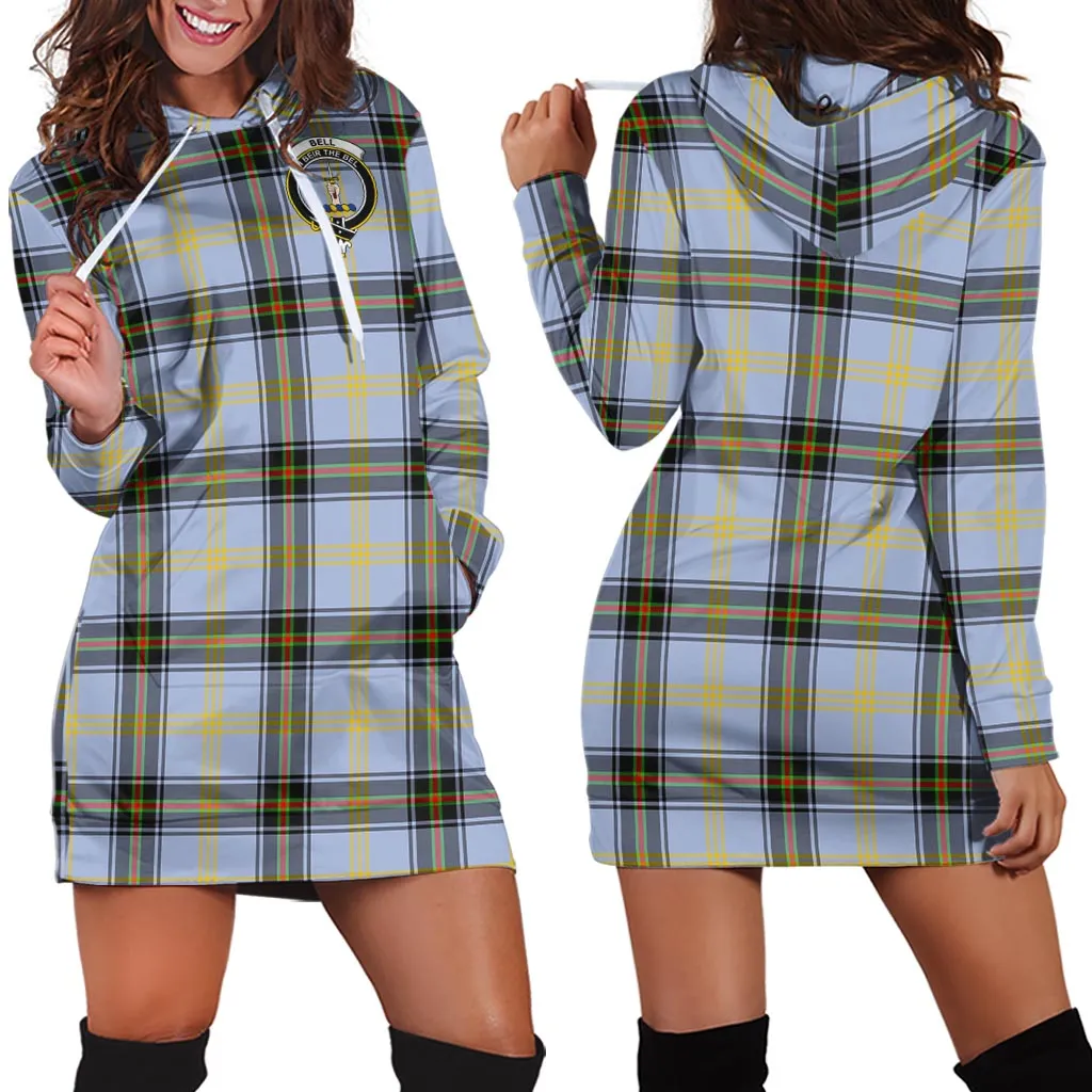 Bell Tartan Hoodie Dress with Family Crest