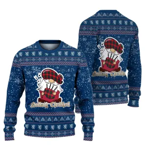 Belshes Clan Christmas Family Ugly Sweater with Funny Gnome Playing Bagpipes