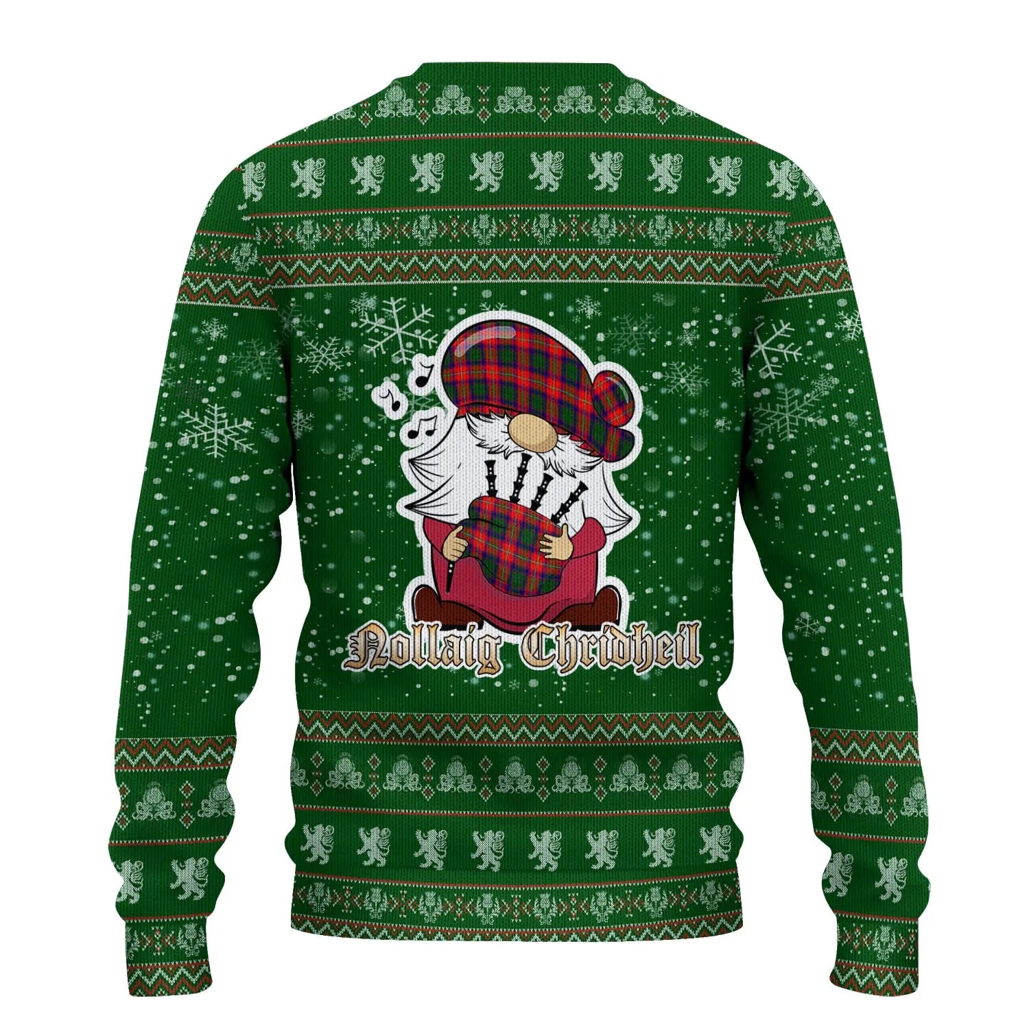 Belshes Clan Christmas Family Ugly Sweater with Funny Gnome Playing Bagpipes