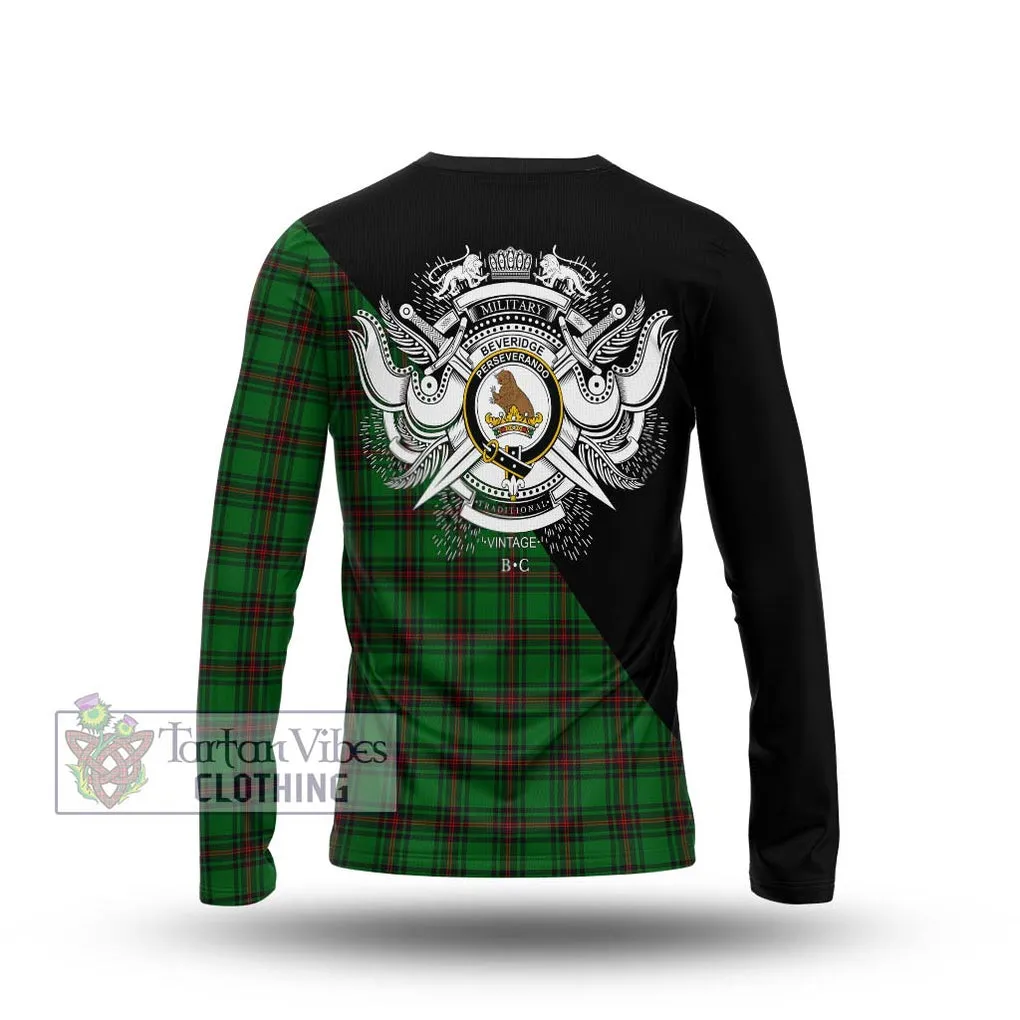 Beveridge Tartan Long Sleeve T-Shirt with Family Crest and Military Logo Style