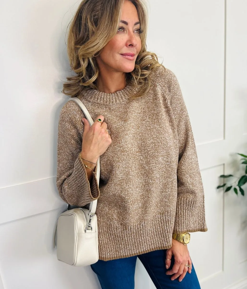 Biscuit Textured Crew Neck Jumper