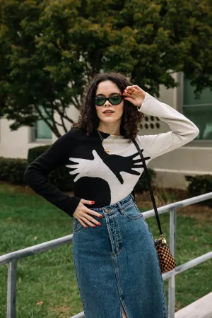 Black & Cream Handsy Knit Jumper