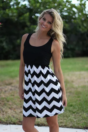 Black and White Chevron Short Dress