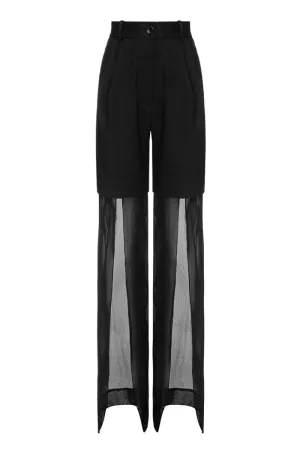 BLACK CHIFFON FLARED PANTS