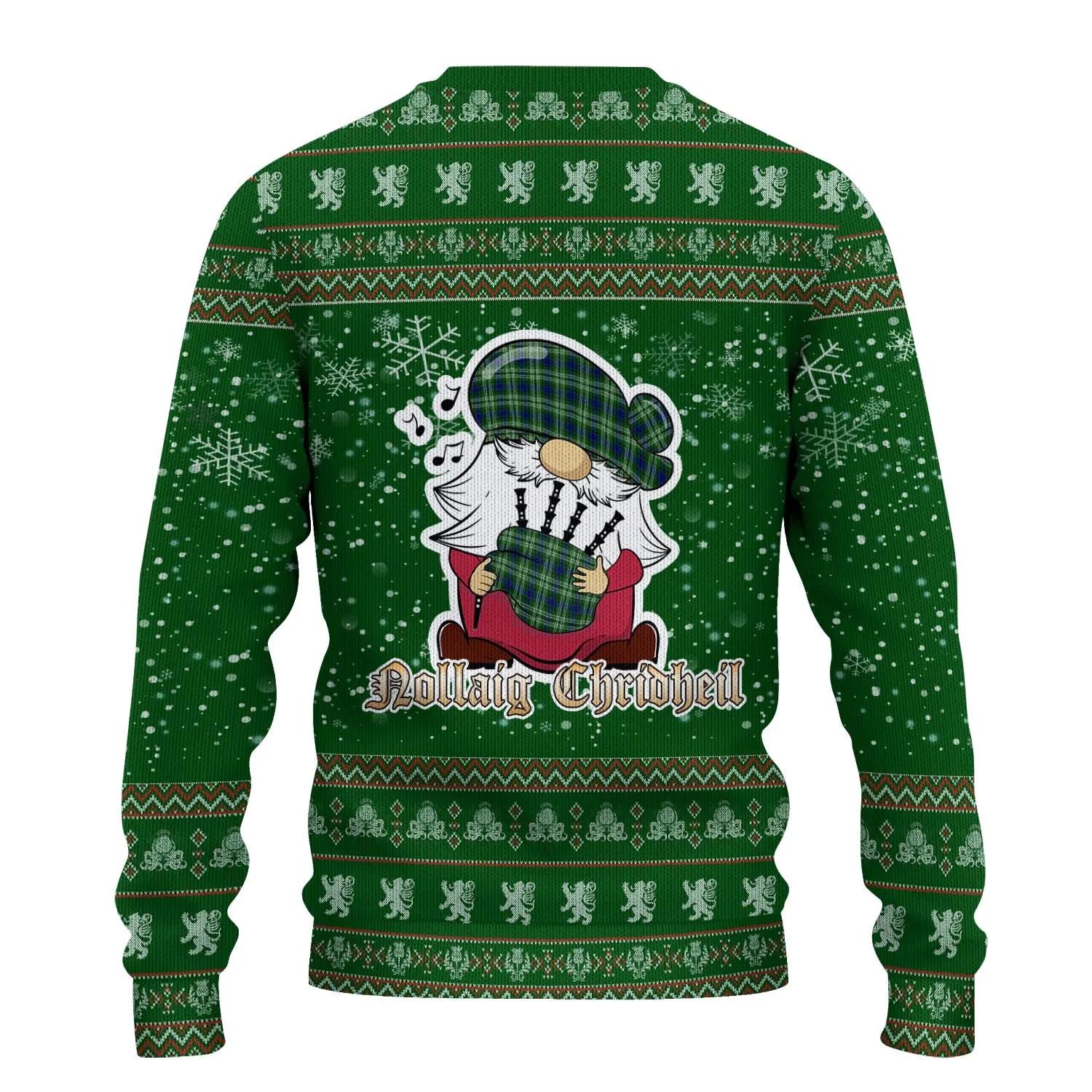 Blackadder Clan Christmas Family Ugly Sweater with Funny Gnome Playing Bagpipes