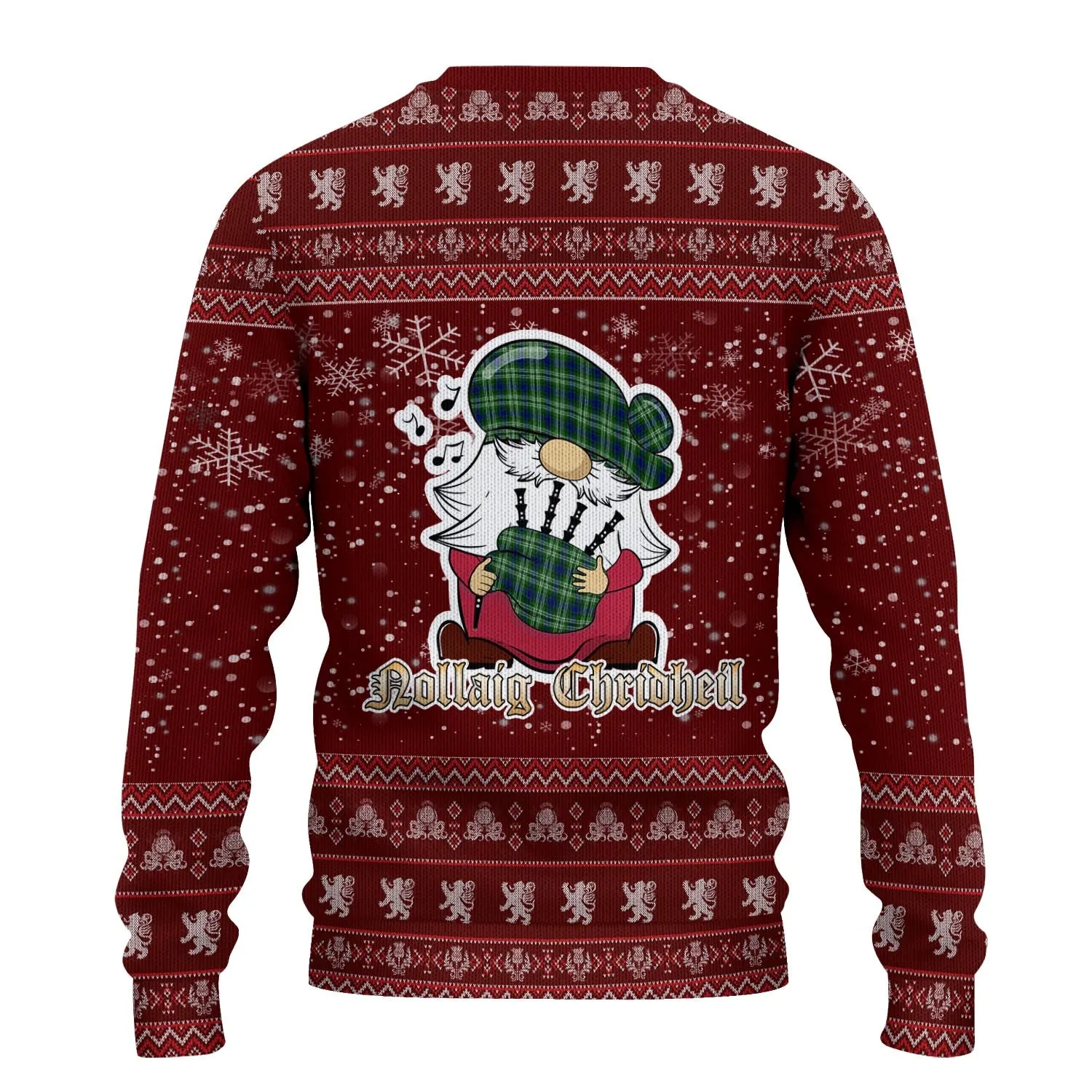 Blackadder Clan Christmas Family Ugly Sweater with Funny Gnome Playing Bagpipes