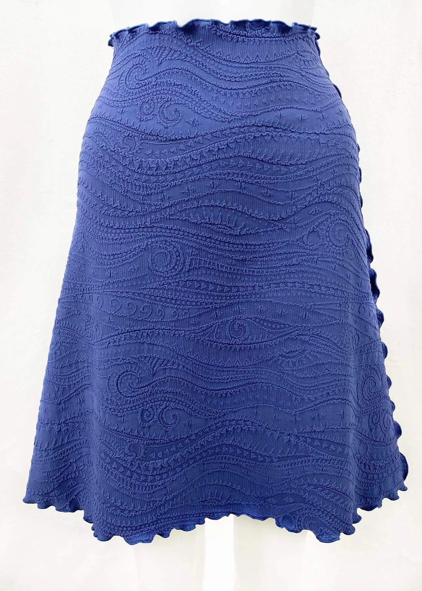 Blue Indigo Catty Jacquard Knit Bias Skirt