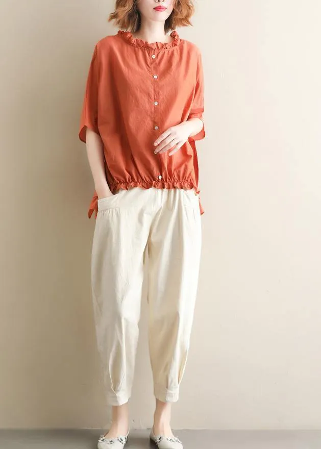 Bohemian wild pants casual beige Shape elastic waist asymmetric women pants