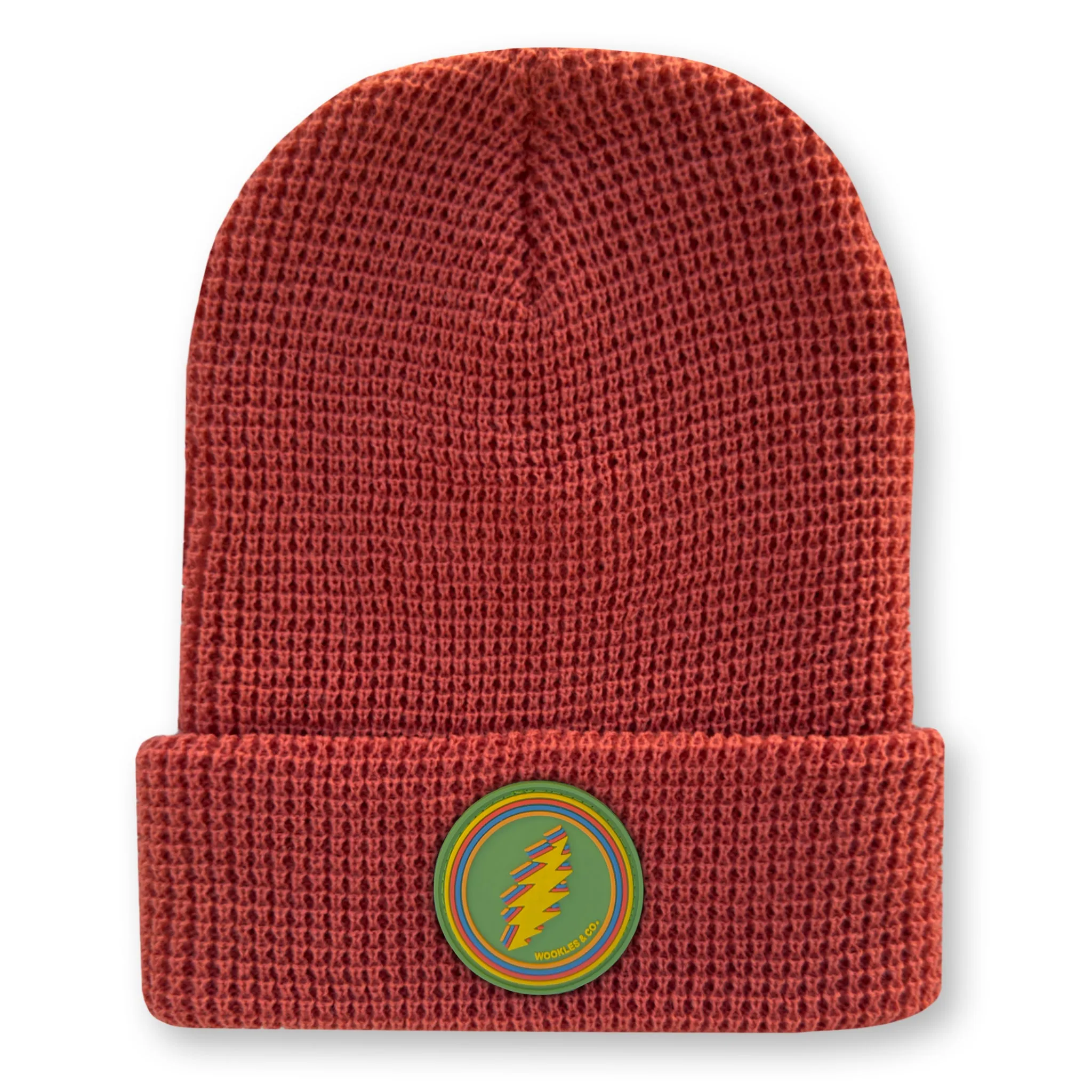 Bolt Waffle Knit Beanie in Rust